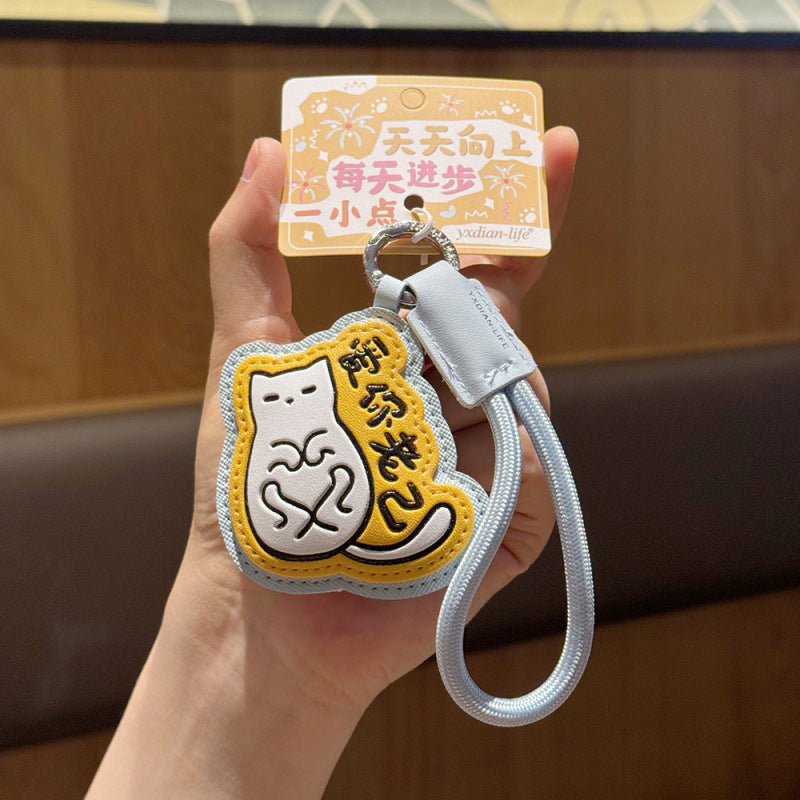 Wholesale PU Leather Funny Text Keychain Backpack Charm Student Gift