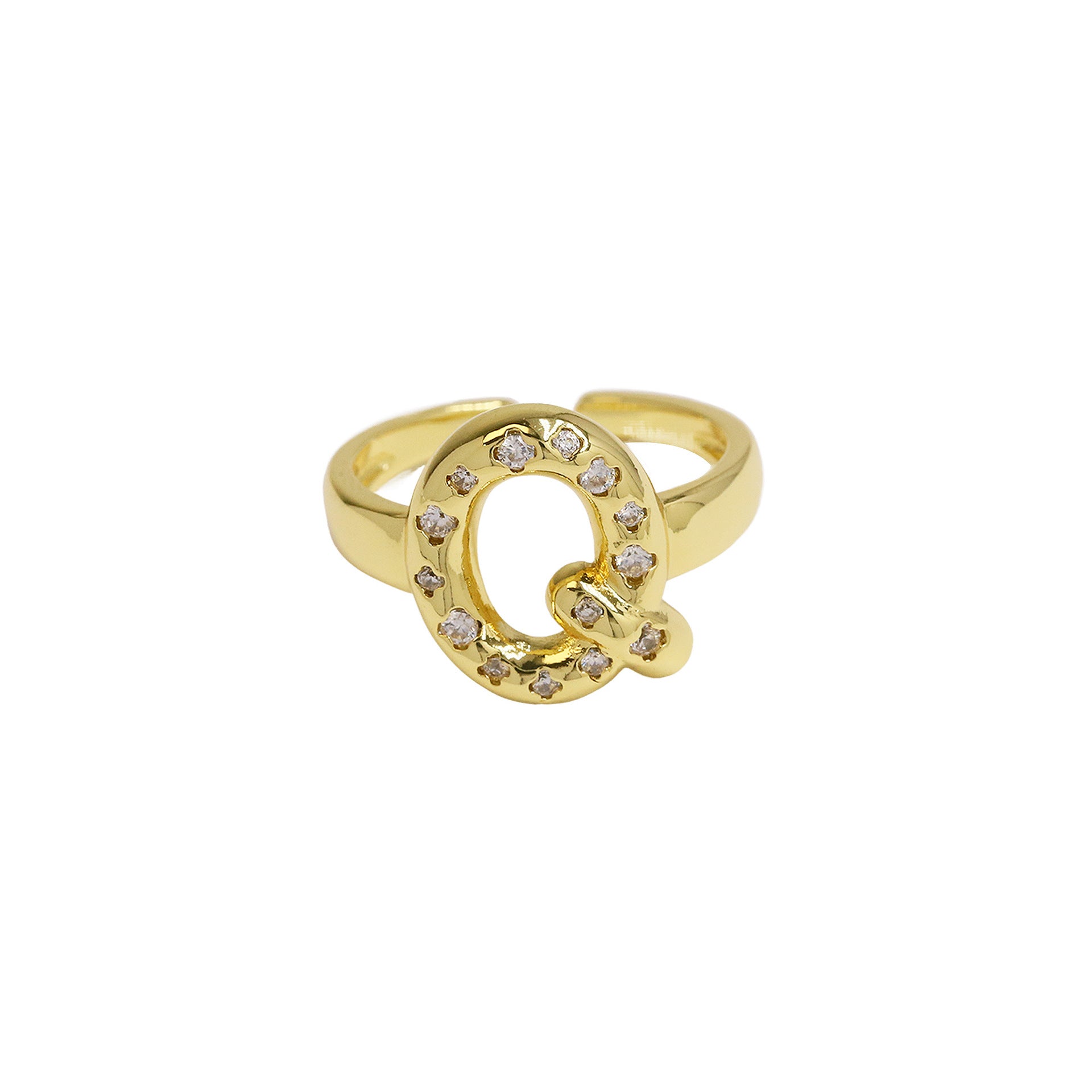 Wholesale Micro-inlaid Zircon Bubble Bubble Balloon Cute 26 English Letters Open Ring