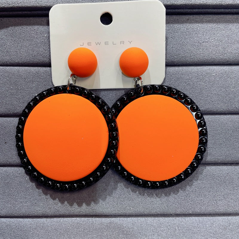 Wholesale Green Color Exaggerated Large Earrings