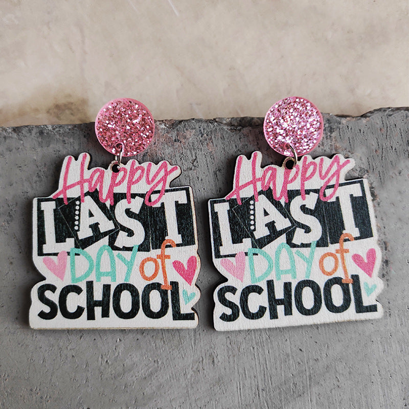 Wholesale Graduation Book and Cap Wooden Earrings Cute Student Gift Jewelry Accessory