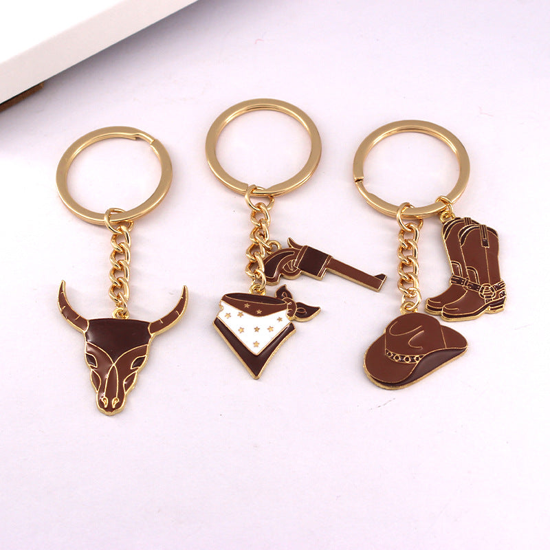 Wholesale Western Style Bull Head Hat Bull Head Alloy Keychain ACC-KC-QiChen002