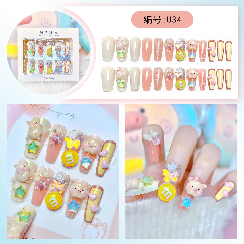 Wholesale 24 Pieces/box Large Diamond Nail Patches Press-on Nails Kits Nail Stickers ACC-NS-DiNa004