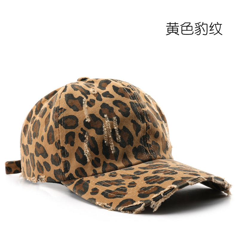 Wholesale  Retro Distressed Leopard Print  Baseball Cap