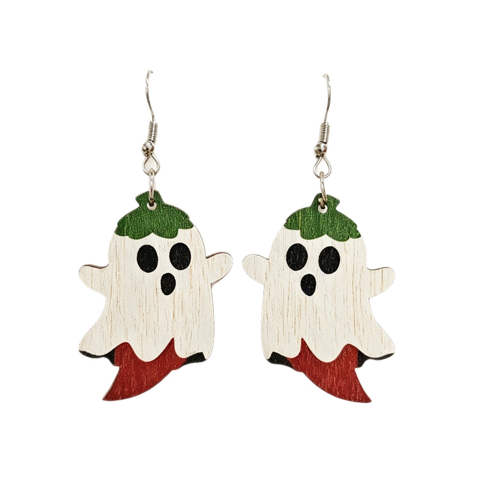 Wholesale Wooden Cartoon Chili Pepper Ghost Earrings  Party Fashion Accessory