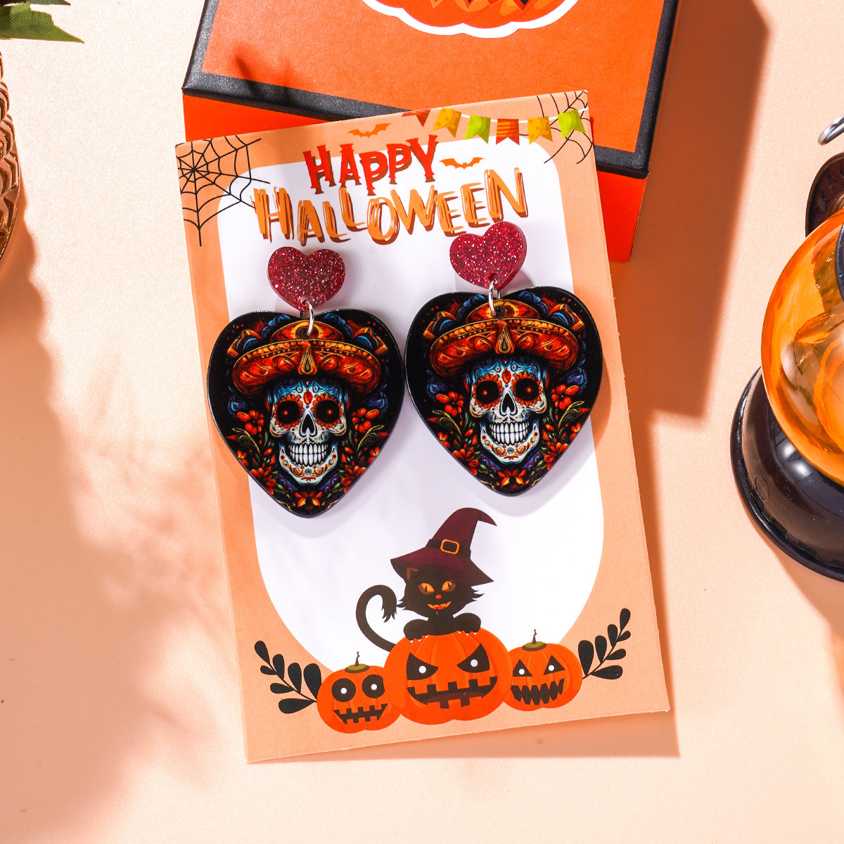 Wholesale Halloween Acrylic Skull Earrings ACC-ES-Ditong003