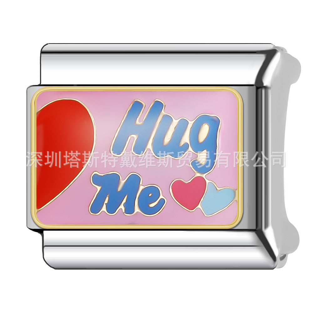 Wholesale  Italian Charm Bracelet 9mm DIY English Word Series Creative Stainless Steel Composable Bracelet