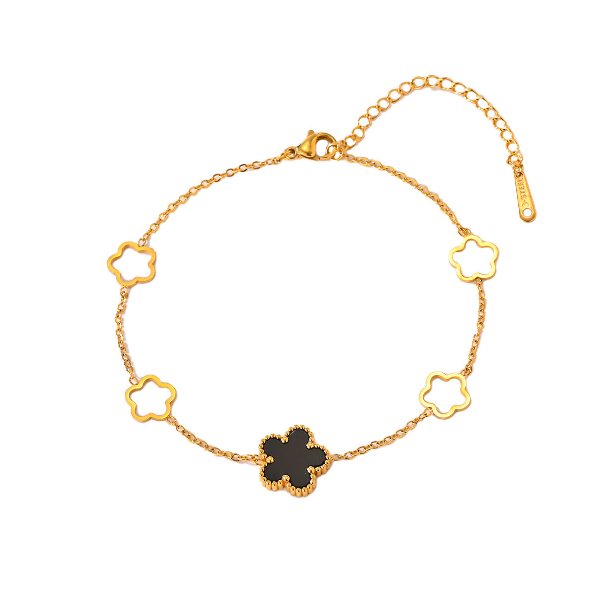 Wholesale Light Luxury Stainless Steel Five Leaf Flower Bracelets ACC-BT-ZhuoXin001