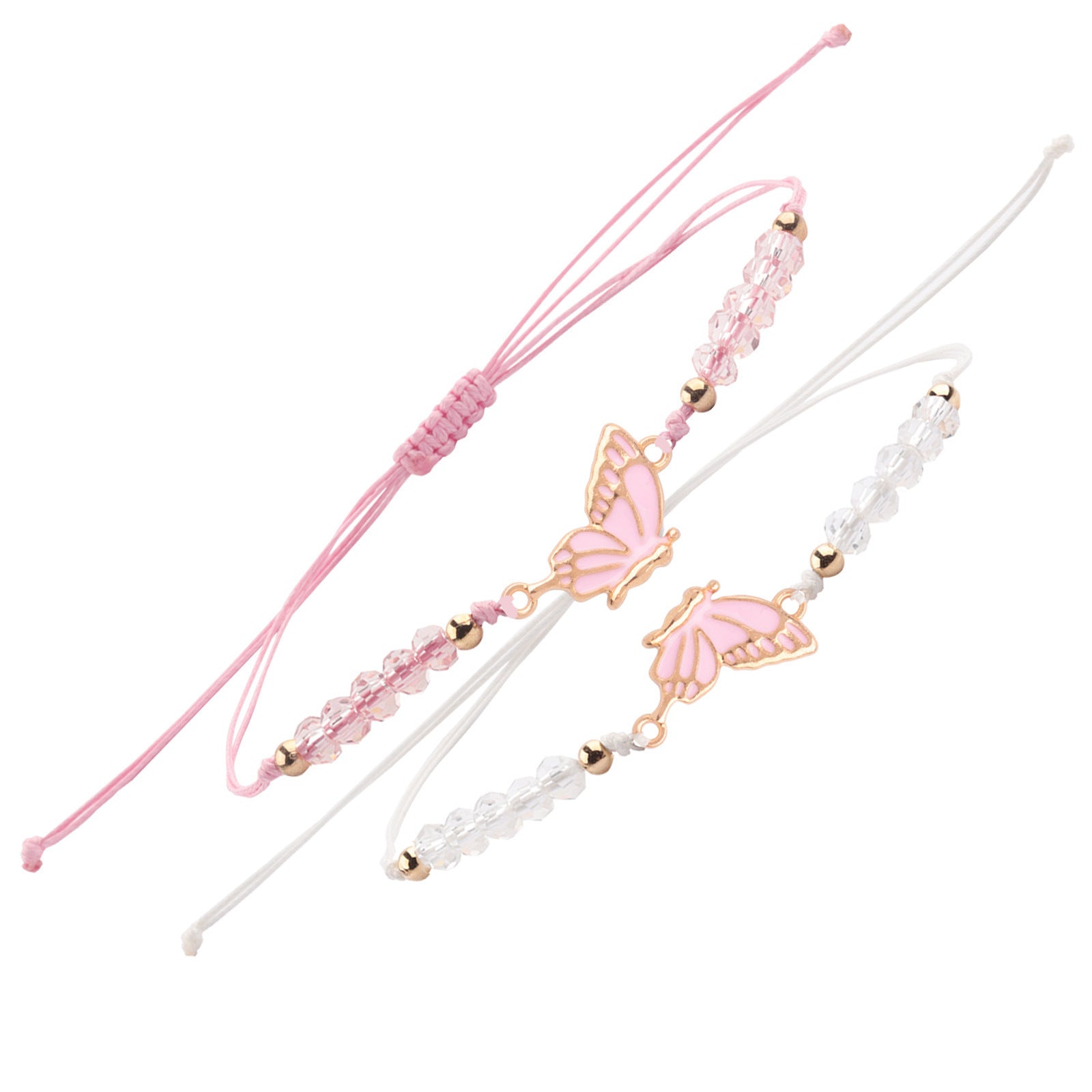 Wholesale Handmade Crystal Butterfly Friendship Bracelet Adjustable Wax Cord Gift for Couples