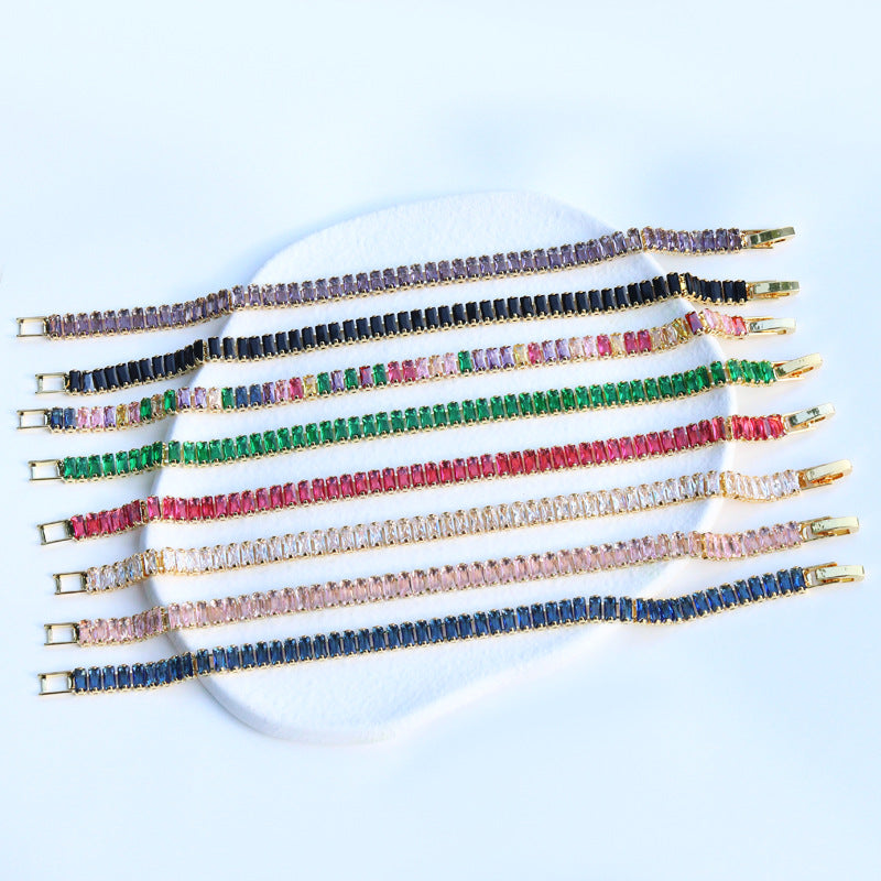 Wholesale Bracelet Colorful Solid Color Zircon Full Diamond Rainbow Bracelet Zircon Bracelets ACC-BT-Ruib003