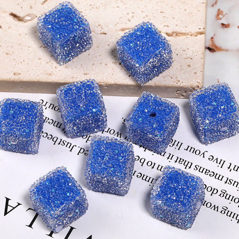 Wholesale of 5pcs/pack of Water Diamonds, Soft Sugar Beads, Candy Colored Square Full Diamond Beads ACC-BDS-BLG025