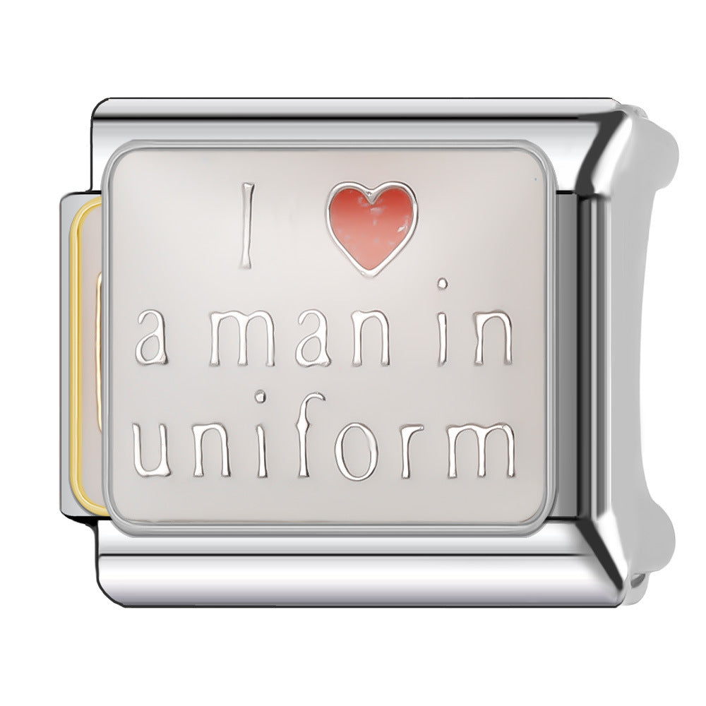 Wholesale Italian Charm Bracelet 9mm DIY Splicing English Series Stainless Steel Composable Bracelet