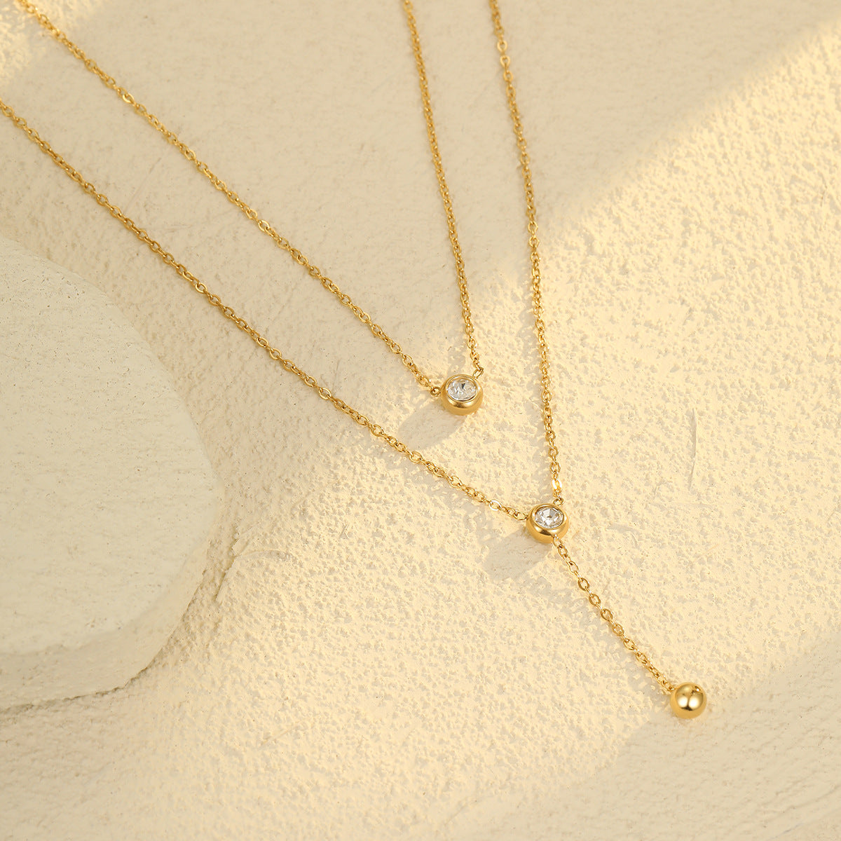 Wholesale  Double-Layer Tassel Necklace Stainless Steel Necklace