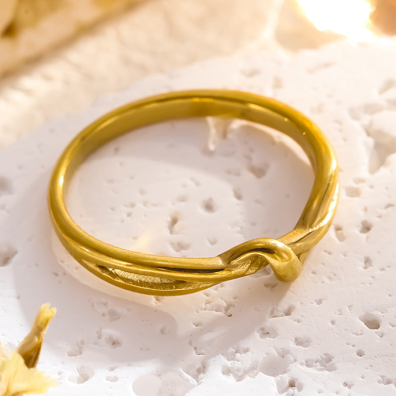 Wholesale Steel and titanium knotted plain band ring