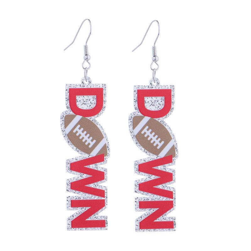 Wholesale acrylic printed super bowl featured football series creative letter earrings