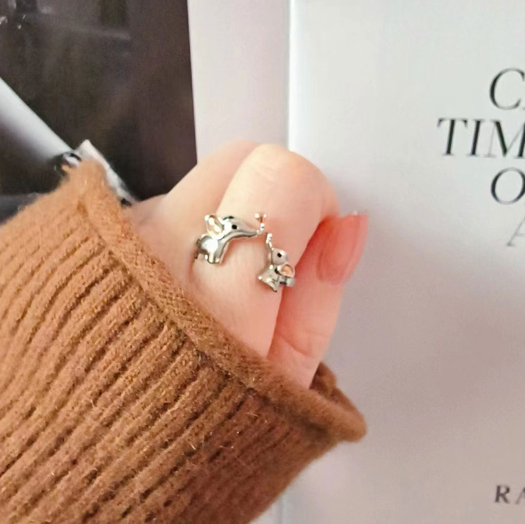Wholesale Mother's Day Two Color Elephant Open Ring Adjustable Rings ACC-RS-YJY005