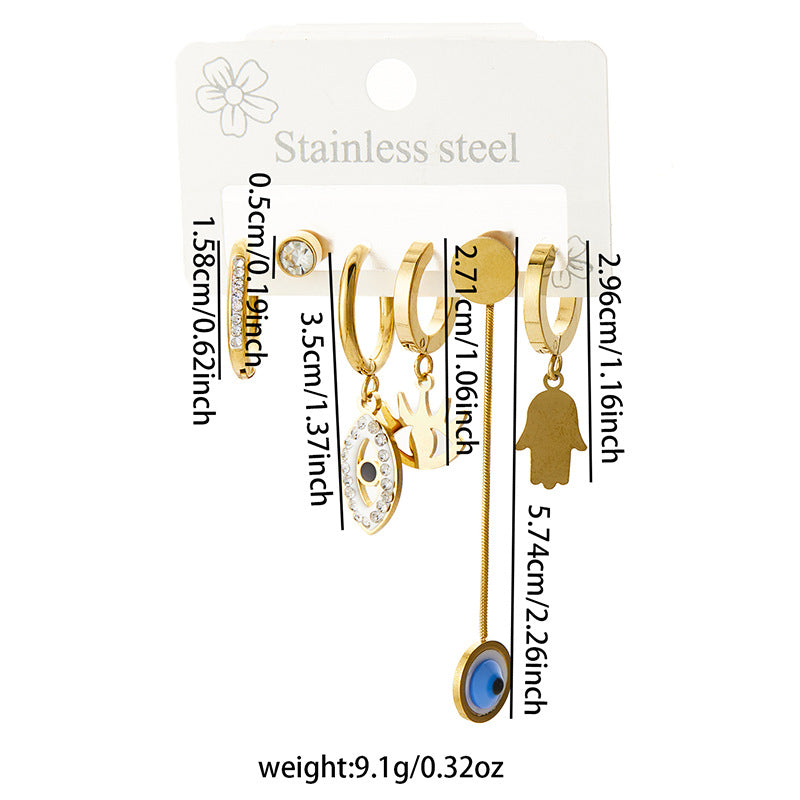 Wholesale Trendy Titanium Steel Pendant Earring Set,  European American Style Electroplated Jewelry Accessory for Party Wear Gift