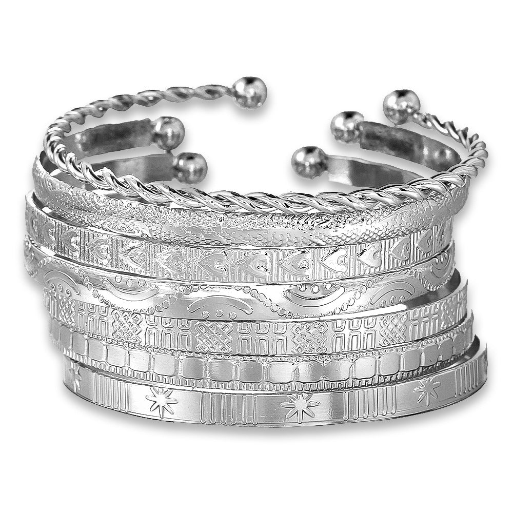 Wholesale Set of 12 Bracelets Set Cross-Border Jewelry Bohemian Style Multi-Layer Alloy Bracelets