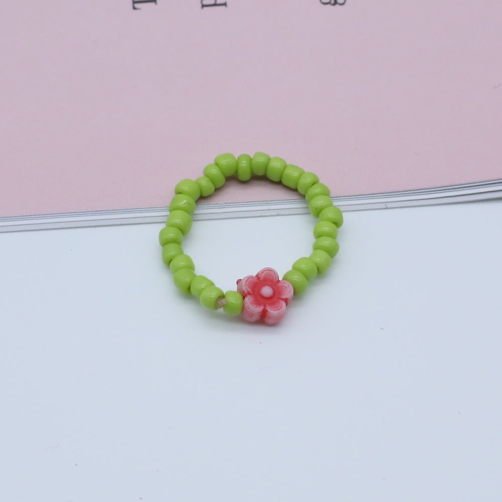 Wholesale  flower hand-woven rice beads beaded ring