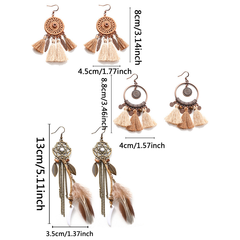 Wholesale Ethnic Style Tassel Earrings,  Retro Tribal Design Trendy Fashion Accessory for Party Wear