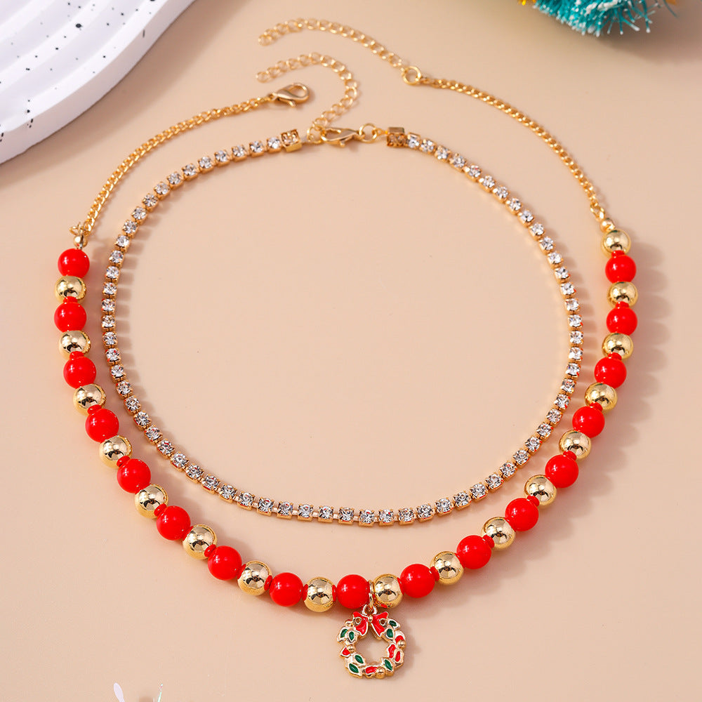 Wholesale Christmas Tree Wreath Clavicle Necklaces ACC-NE-YueSen008