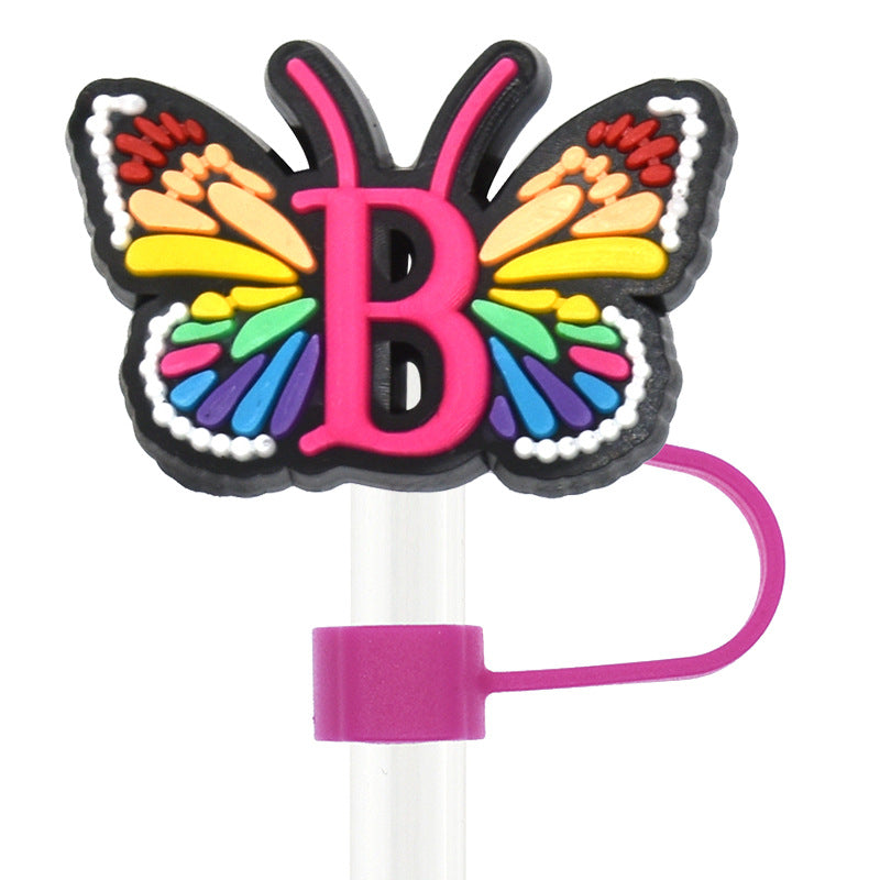 Wholesale 100pcs Random 100pcs Butterfly 10mm PVC Soft Straw Tube Cap