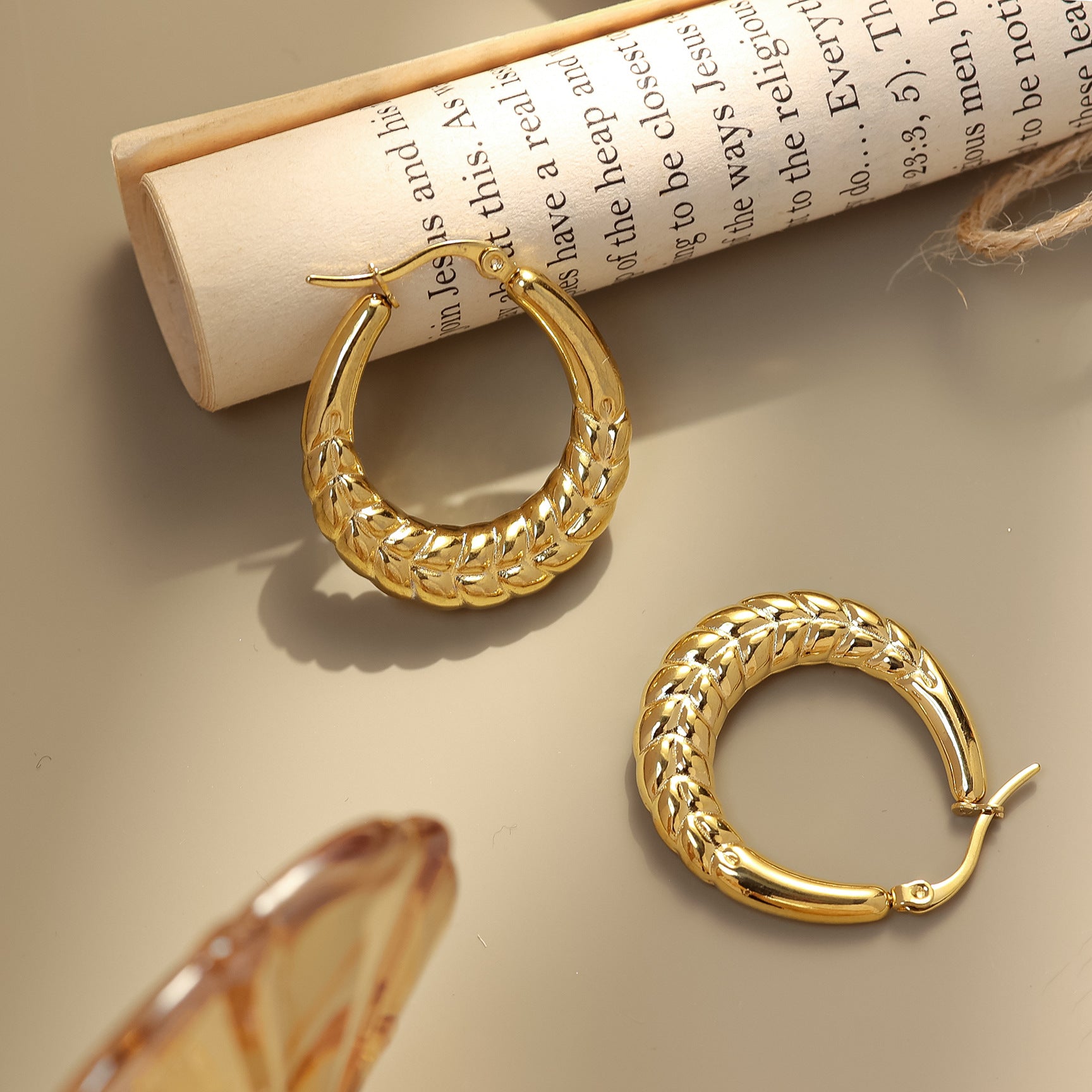 Wholesale Stainless Steel Geometric Solid Polished Earrings Gold Earrings ACC-ES-MeiWeite001