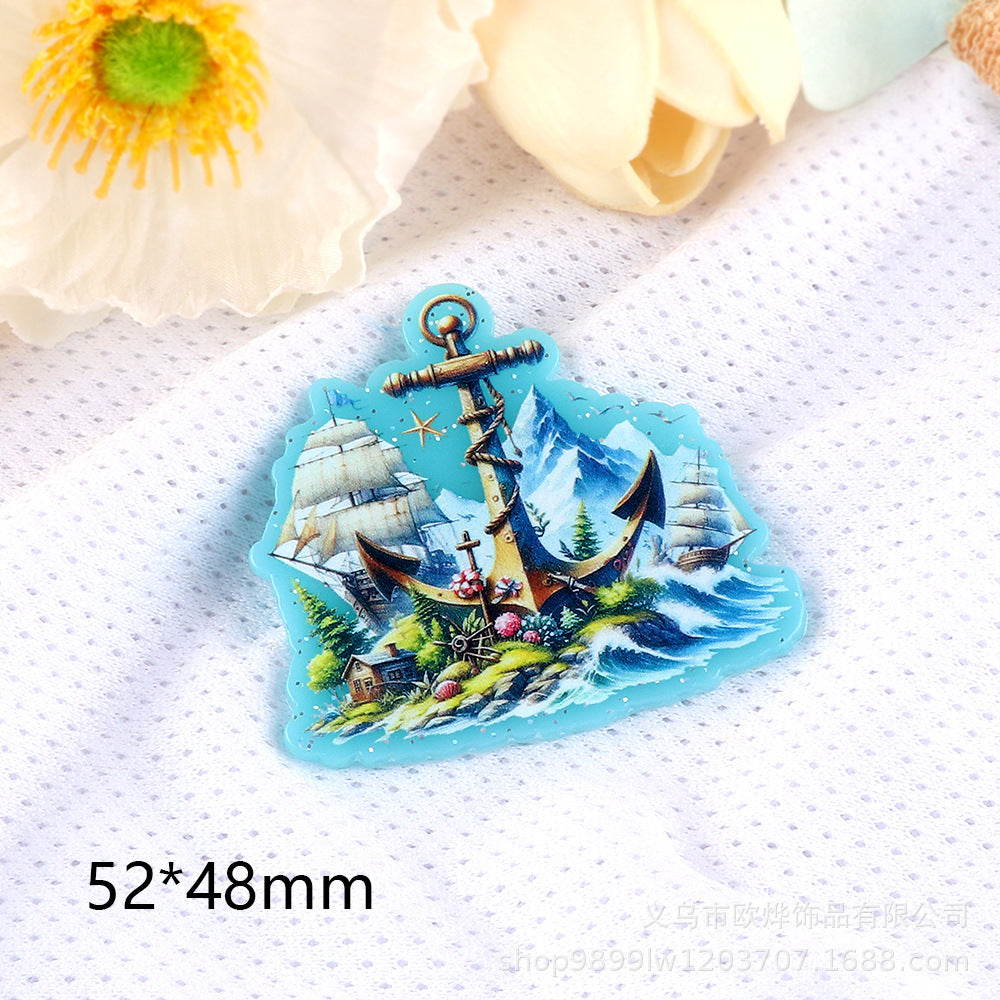 Wholesale 10pcs DIY Flatback cartoon letter pencil cute Acrylic Flatback Badge Reels Retractable Keychain DIY Accessories ACCVIP