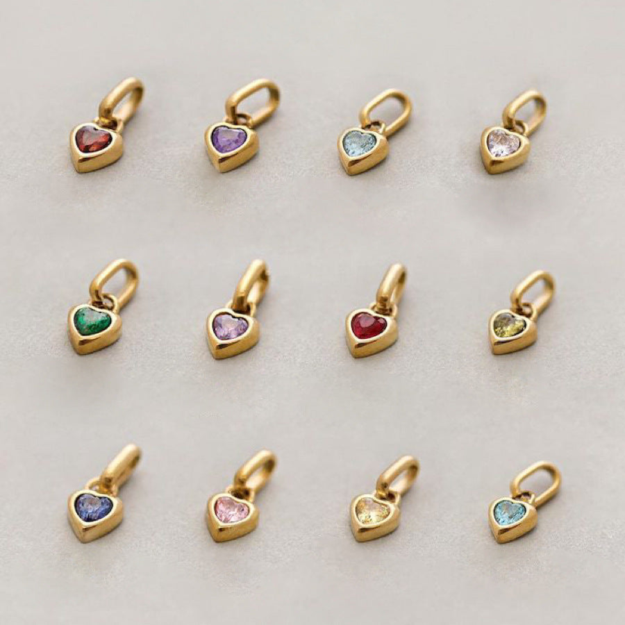 Wholesale Colorful 12 Birthstone Pendant Titanium Steel DIY Accessories Necklace