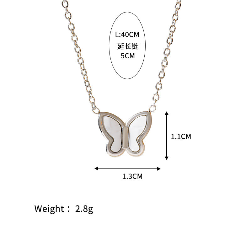 Wholesale  Stainless Steel Real Gold Color Preservation Temperament Love Butterfly Necklace