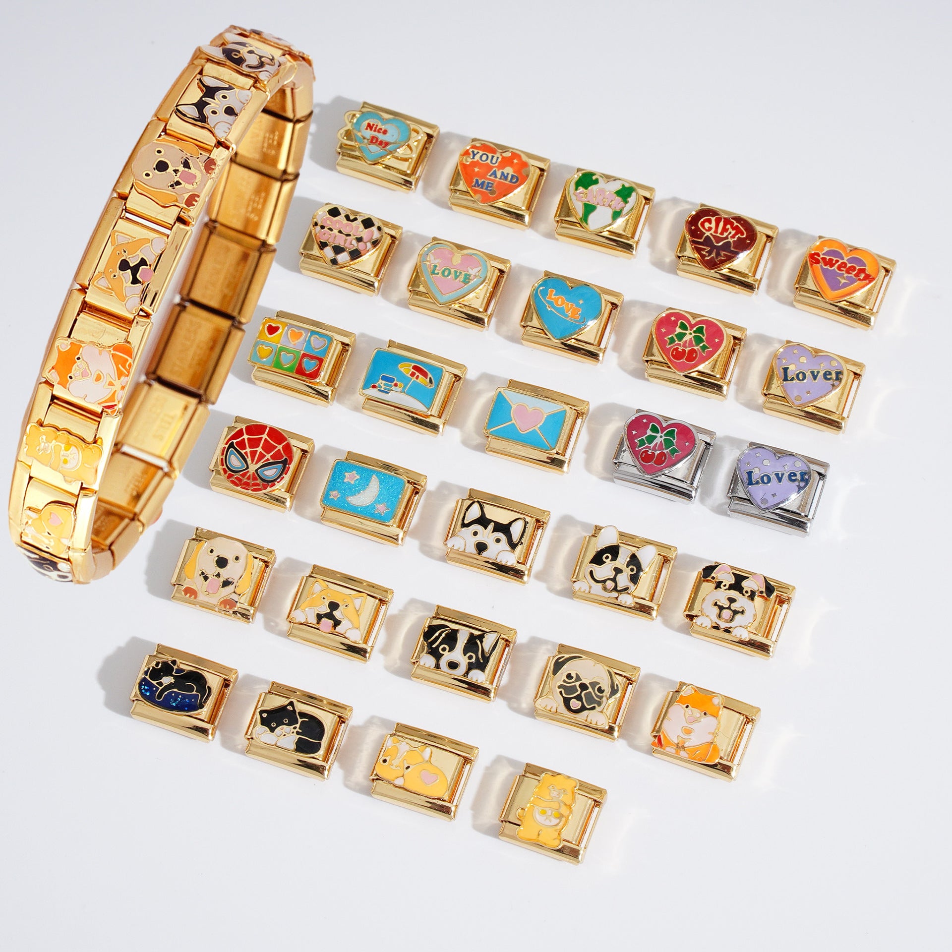 Wholesale Italian Charm Bracelet 9mm DIY Splicing Creative Pattern Stainless Steel Composable Bracelet