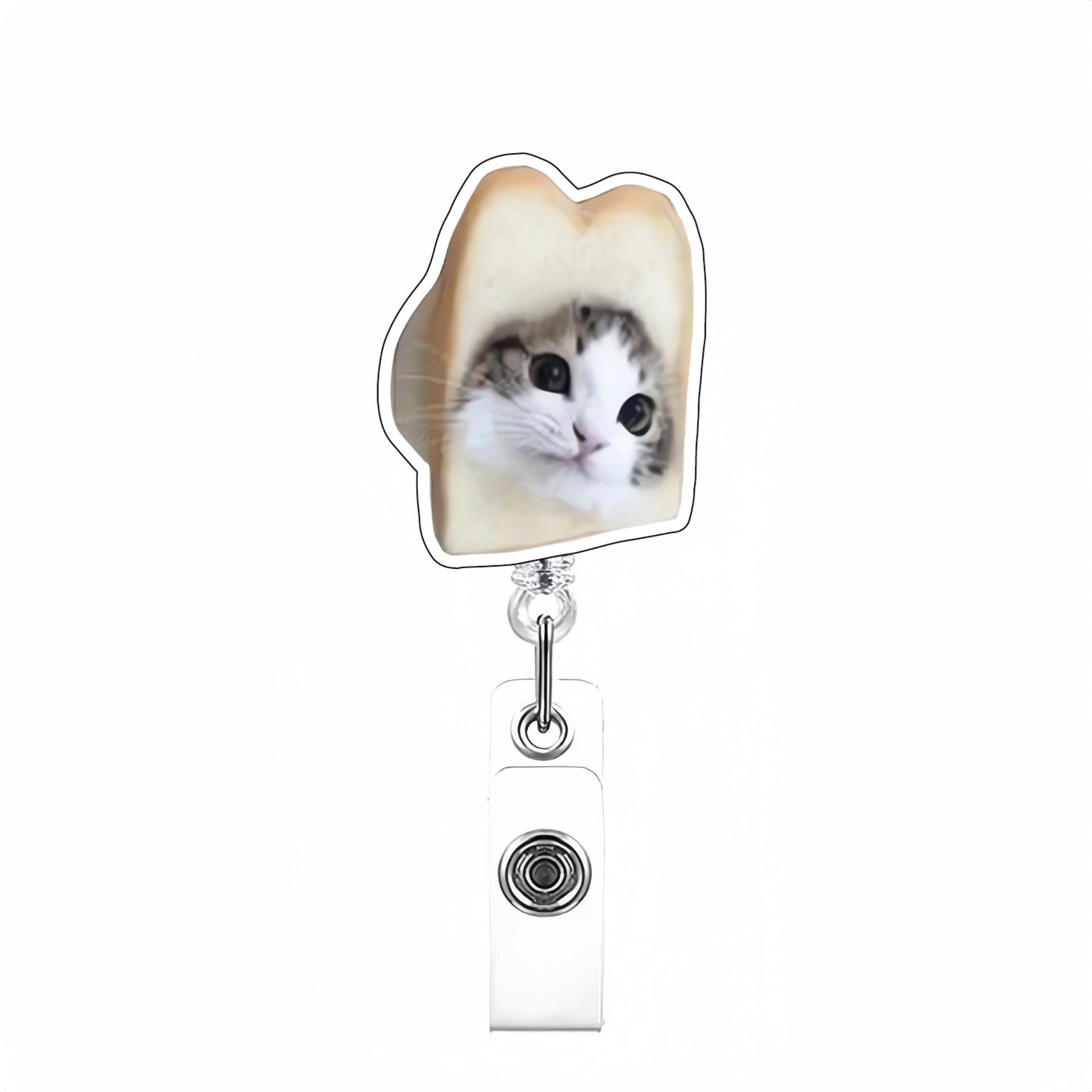 Wholesale Cute Cat Acrylic Retractable Rotating Badge Keychain