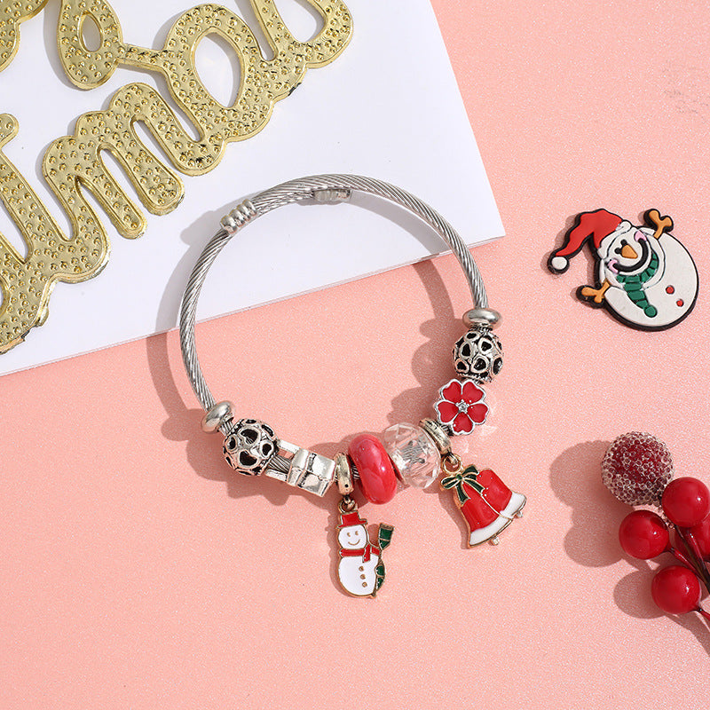 Wholesale Stainless Steel Christmas DIY Beaded Crystal Bracelet  ACC-BT-QingLian006