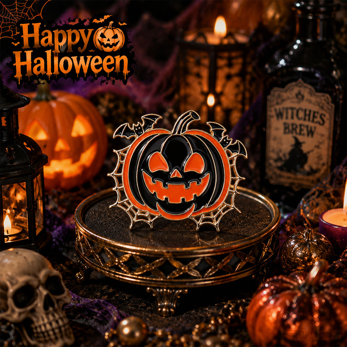 Wholesale  Pumpkin Bat Brooch Pin y Ghost Face Enamel Badge Trendy Holiday Costume Accessory Decorative Gift