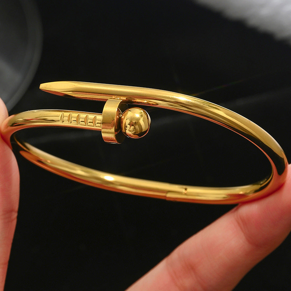 Wholesale Four-Leaf Clover Titanium Steel Bracelet with Diamond Clasp Fashion Jewelry Accessory Gift for Women