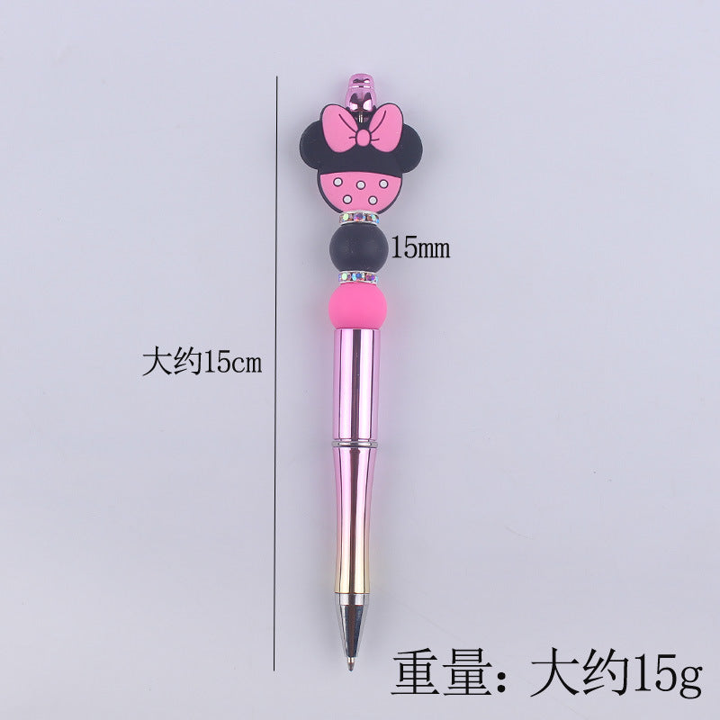 Wholesale  beaded pen DIY creative cartoon animal silicone teether handmade beaded pen