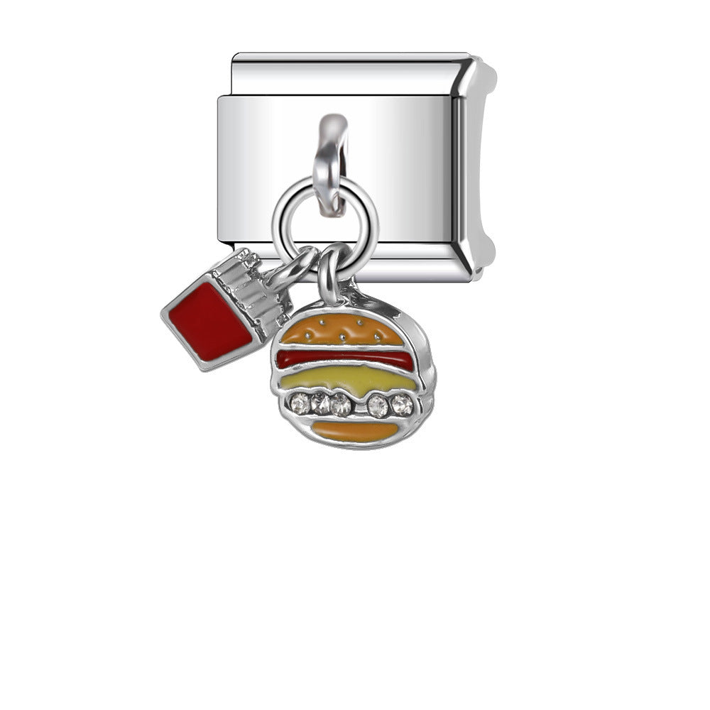 Wholesale Italian Charm Bracelet 9mm DIY Splicing Stainless Steel Heart Pendant Composable Bracelet