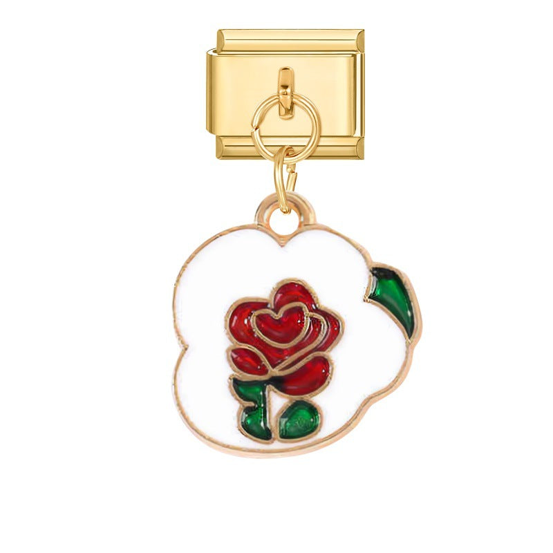 Wholesale Italian modular heart flower DIY bracelet pendant accessories