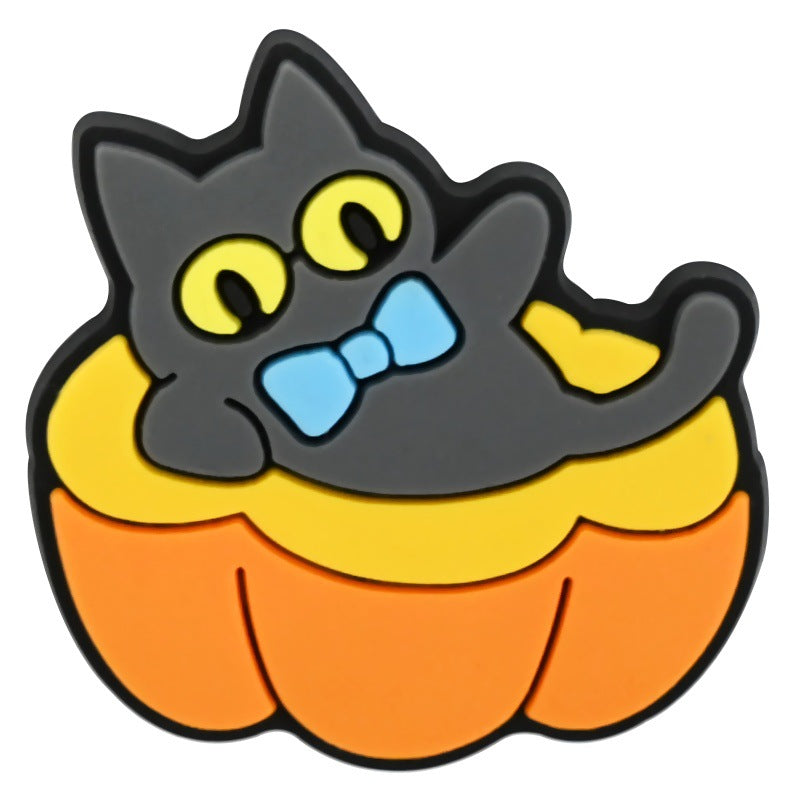 Decorazione casuale all'ingrosso della fibbia della scarpa in gomma morbida in PVC serie zucca da 100 pezzi