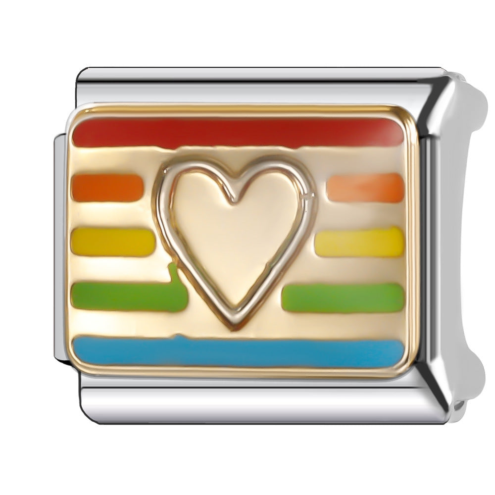 Wholesale Italian Charm Bracelet 9mm DIY Splicing Creative Pattern Stainless Steel Composable Bracelet