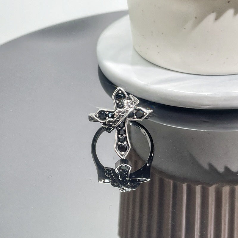Wholesale  retro cross punk dark personality open ring