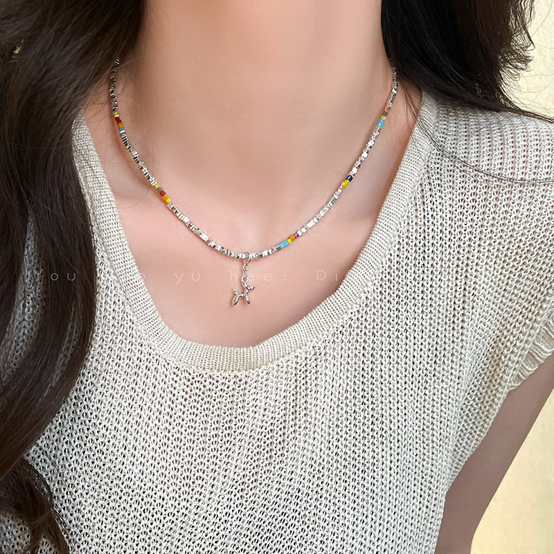 Wholesale Colorful Balloon Dog Pendant Necklace Women S Layering Jewelry Fashion Accessory Gift Boutique Resale