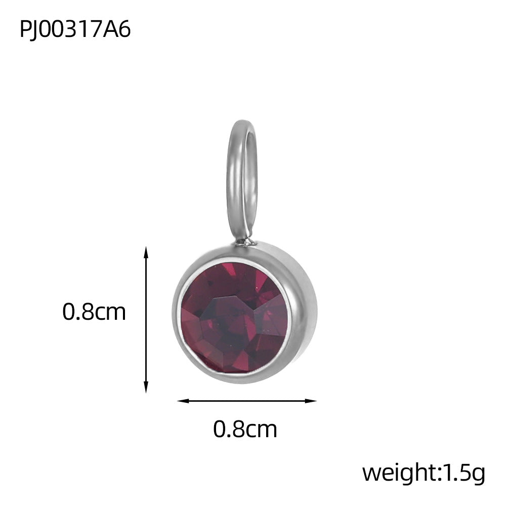 Wholesale Stainless steel birthday stone DIY color pendant