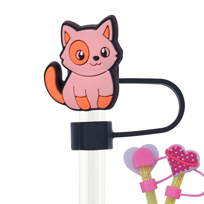 Wholesale Random 100pcs Animal Pet Cat Straw Cover 10MM Straw Tube Cap