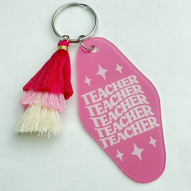 Wholesale of 2pcs/pack Teacher Gifts, Multi-layer Tassels, Acrylic Keychains ACC-KC-HY006