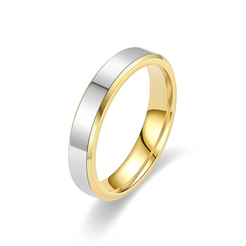 Wholesale titanium steeltwo-color gold ring