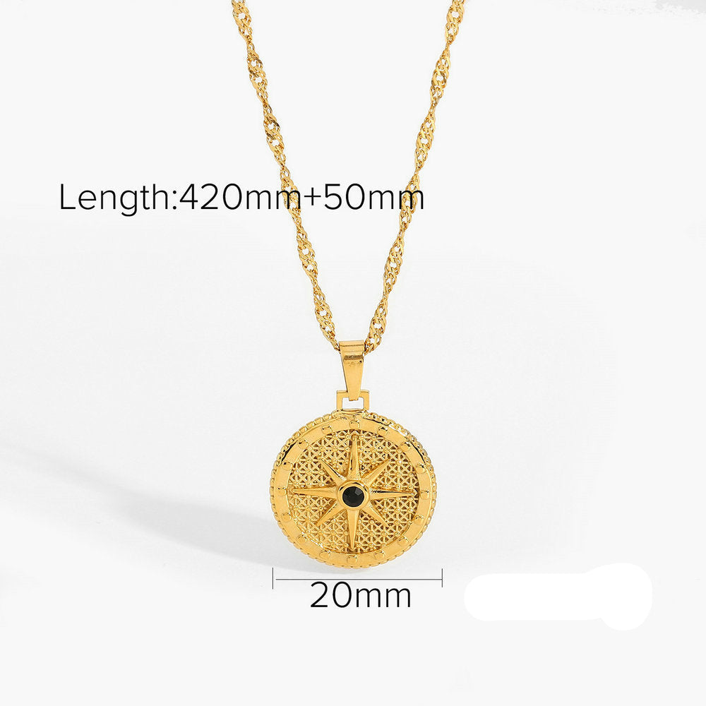 Wholesale Stainless Steel Coin Round Necklace Sweater Chain