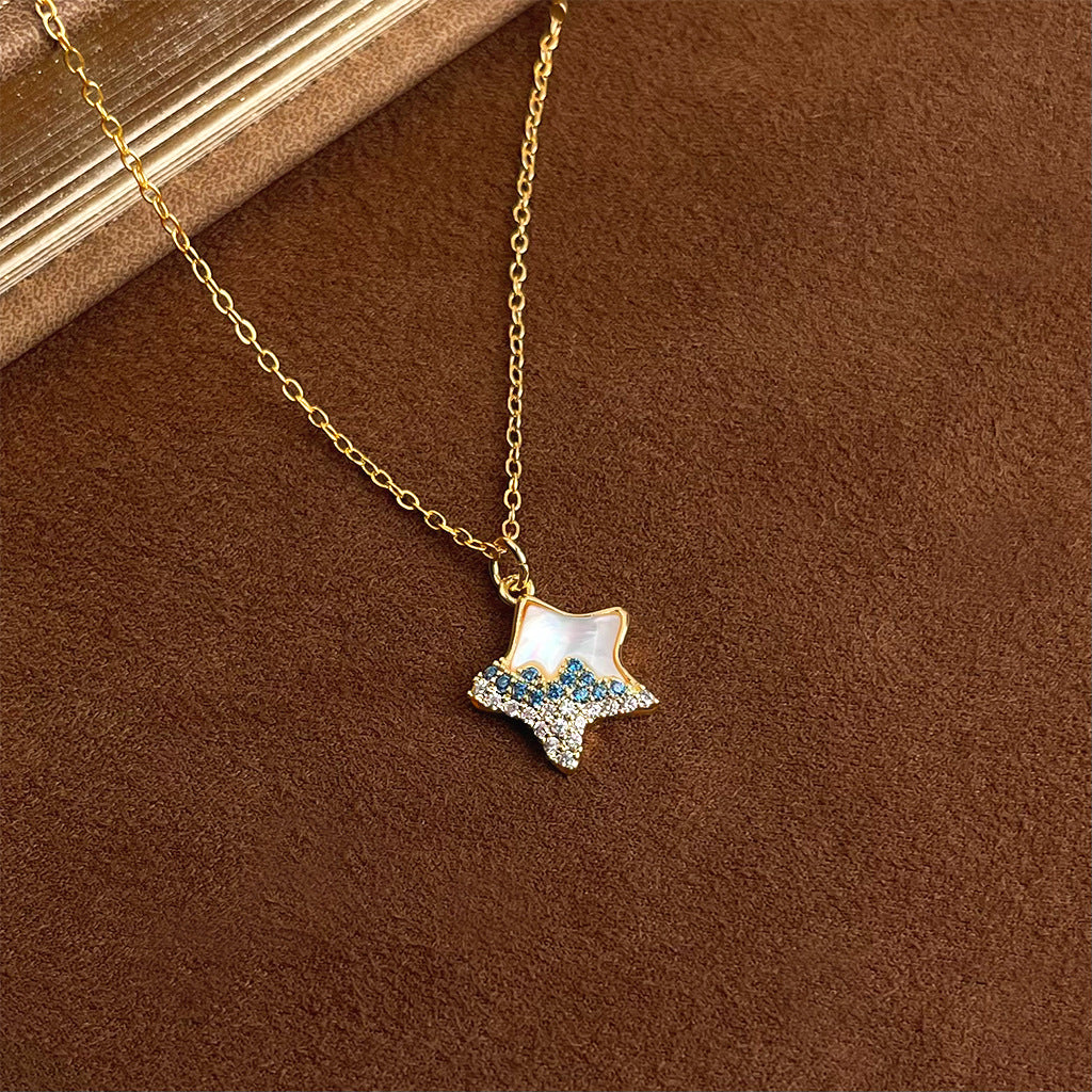 Wholesale Luxury Mother-of-Pearl Necklace for Women,  Fashionable Zirconia Clavicle Chain,  High-End Sweater Chain
