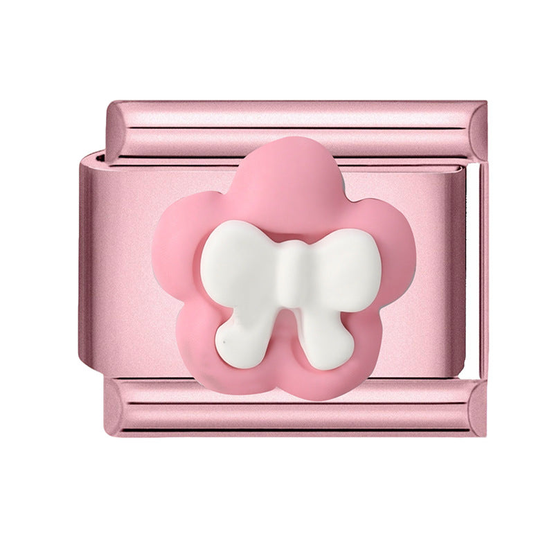 Wholesale 9mm Italian Charm Starter Bracelets pink series  DIY  Single Section Creative Stainless Steel Composable Bracelet