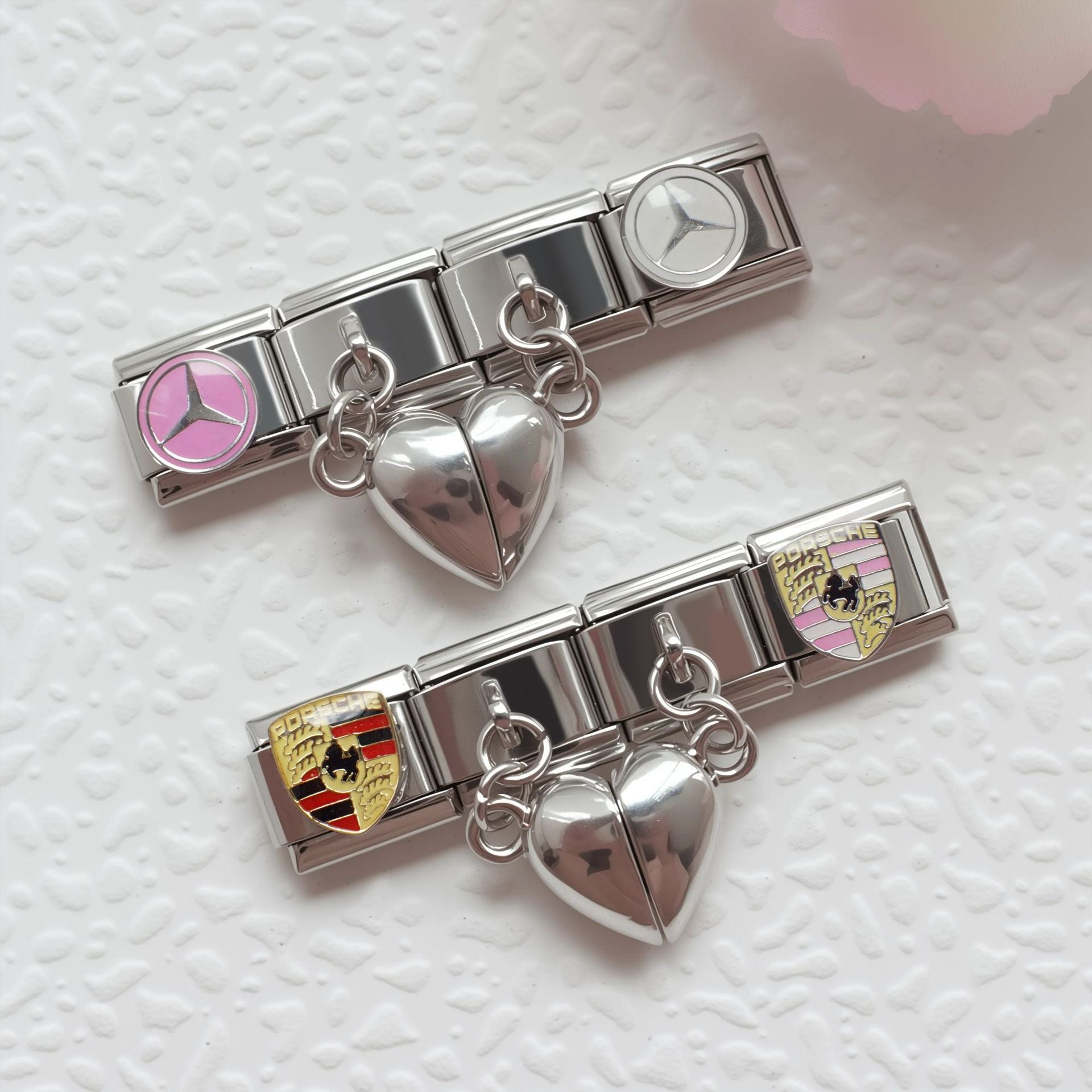 Wholesale 2pcs/pack 9mm Italian Charm Starter Bracelets DIY square Single Section Creative Stainless Steel Composable Bracelet