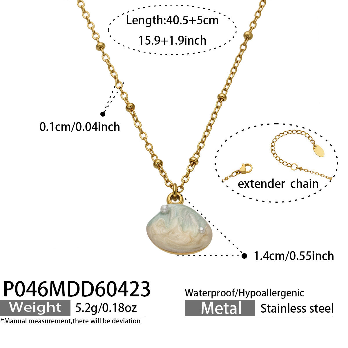 Wholesale Stainless Steel Collarbone Necklace with Shell,  Enamel,  and Faux Pearl Accents